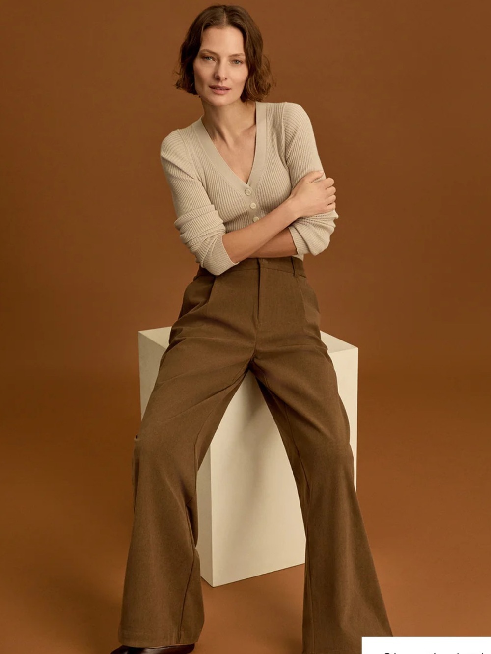 Varley The Rocio corduroy wide leg brown pants size XS